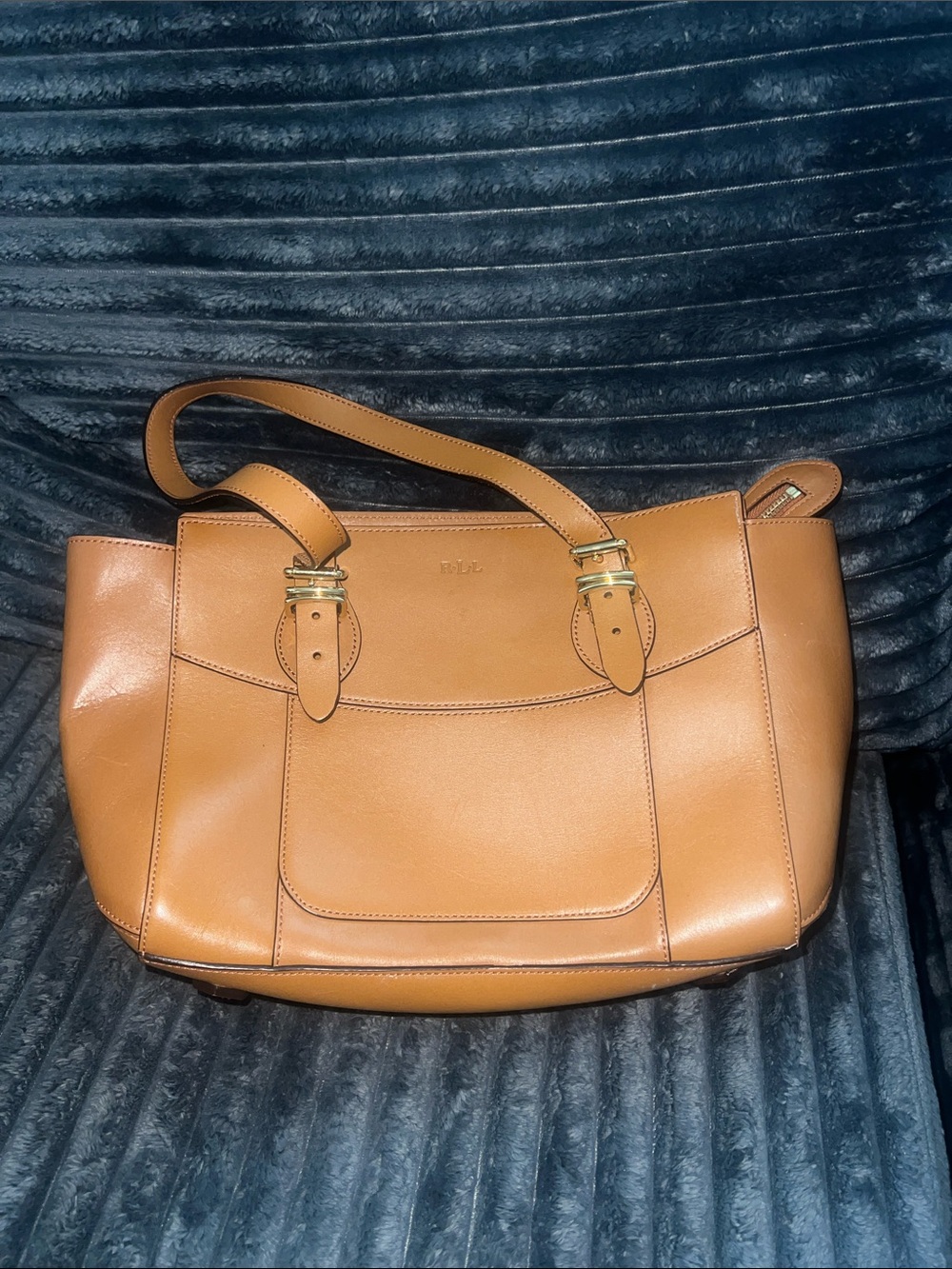 Vintage Ralph Lauren Tan Leather Shoulder Tote